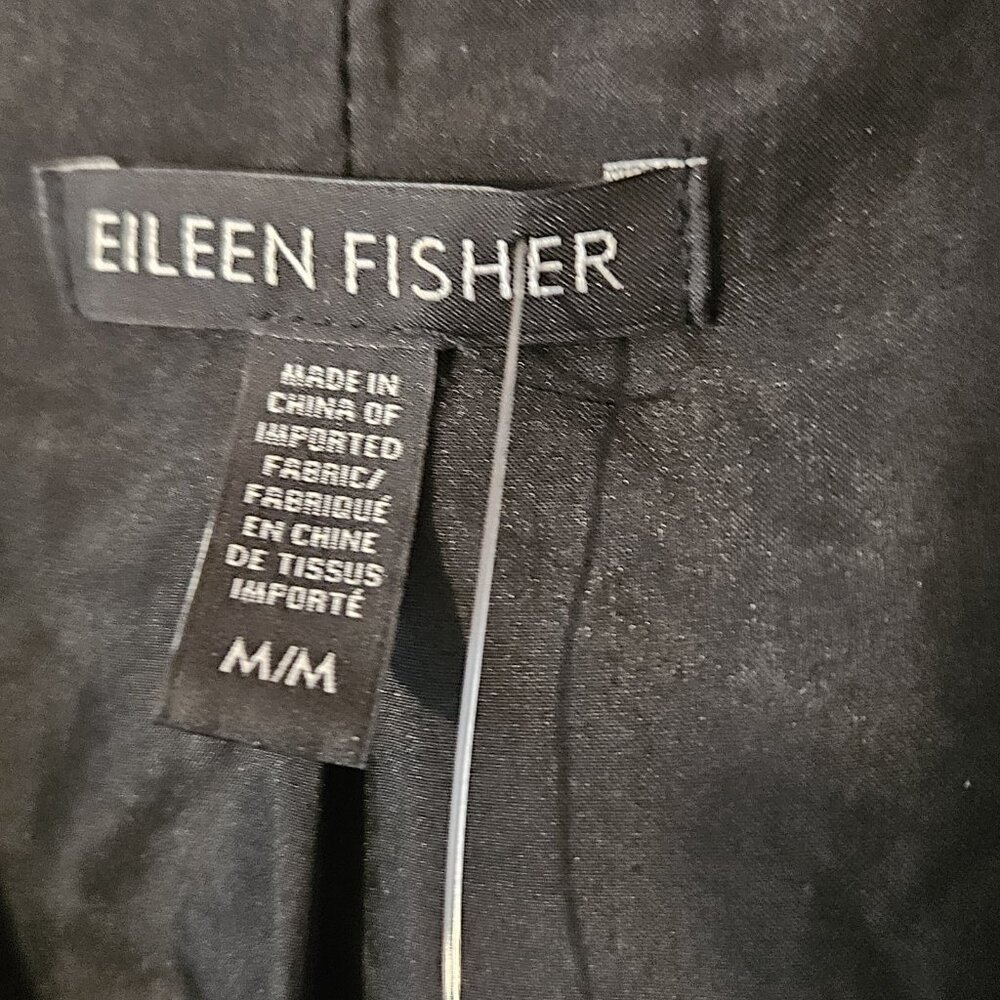 Eileen Fisher Womens Silver And Black Textured Open Blazer 3/4 Sleeves Size M - Picture 7 of 8